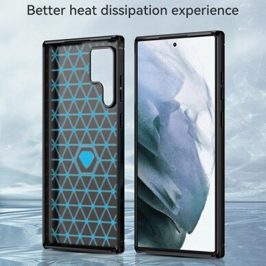 [Užsakomoji prekė] Dėklas skirtas Samsung Galaxy S22 Ultra 5G - Techsuit Carbon Silicone - Juodas  5