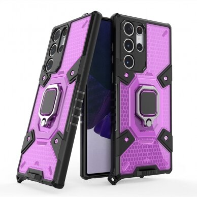[Užsakomoji prekė] Dėklas skirtas Samsung Galaxy S22 Ultra 5G - Techsuit Honeycomb Armor - Rožinis-Violetinė
