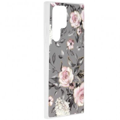 [Užsakomoji prekė] Dėklas skirtas Samsung Galaxy S22 Ultra 5G - Techsuit Marble Series - Bloom of Ruth Pilkas  1