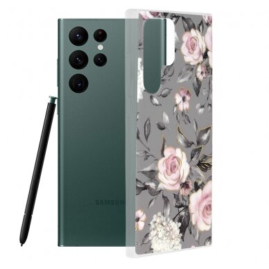 [Užsakomoji prekė] Dėklas skirtas Samsung Galaxy S22 Ultra 5G - Techsuit Marble Series - Bloom of Ruth Pilkas
