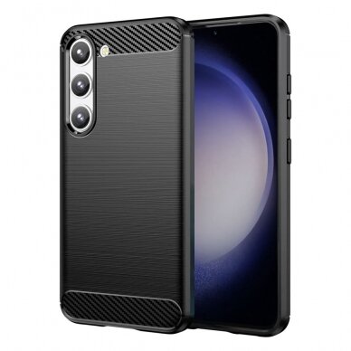 [Užsakomoji prekė] Dėklas skirtas Samsung Galaxy S23 - Techsuit Carbon Silicone - Juodas