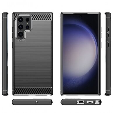 [Užsakomoji prekė] Dėklas skirtas Samsung Galaxy S23 Ultra - Techsuit Carbon Silicone - Juodas 1
