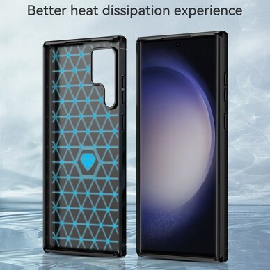 [Užsakomoji prekė] Dėklas skirtas Samsung Galaxy S23 Ultra - Techsuit Carbon Silicone - Juodas 5