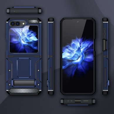 [Užsakomoji prekė] Dėklas Samsung Galaxy Z Flip5 - Techsuit Hybrid Armor Kickstand - Mėlynas 1