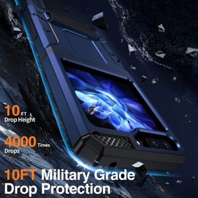 [Užsakomoji prekė] Dėklas Samsung Galaxy Z Flip5 - Techsuit Hybrid Armor Kickstand - Mėlynas 2