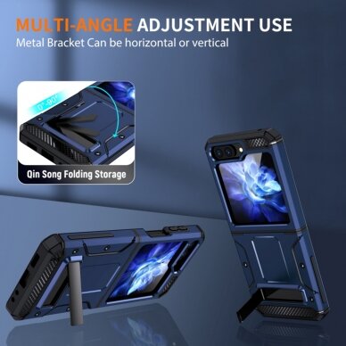 [Užsakomoji prekė] Dėklas Samsung Galaxy Z Flip5 - Techsuit Hybrid Armor Kickstand - Mėlynas 3