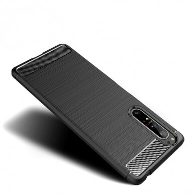 [Užsakomoji prekė] Dėklas skirtas Sony Xperia 5 II - Techsuit Carbon Silicone - Juodas 1