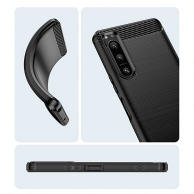 [Užsakomoji prekė] Dėklas skirtas Sony Xperia 5 IV - Techsuit Carbon Silicone - Juodas 4