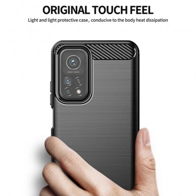 [Užsakomoji prekė] Telefono dėklas Xiaomi Mi 10T 5G / Mi 10T Pro 5G - Techsuit Carbon Silicone - Juodas 3