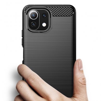 [Užsakomoji prekė] Telefono dėklas Xiaomi Mi 11 Lite 4G / Mi 11 Lite 5G / 11 Lite 5G NE - Techsuit Carbon Silicone - Juodas 1