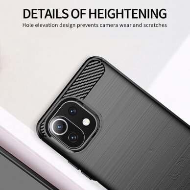 [Užsakomoji prekė] Telefono dėklas Xiaomi Mi 11 Lite 4G / Mi 11 Lite 5G / 11 Lite 5G NE - Techsuit Carbon Silicone - Juodas 5