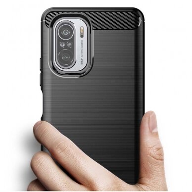 [Užsakomoji prekė] Telefono dėklas Xiaomi Mi 11i / Poco F3 - Techsuit Carbon Silicone - Juodas 1