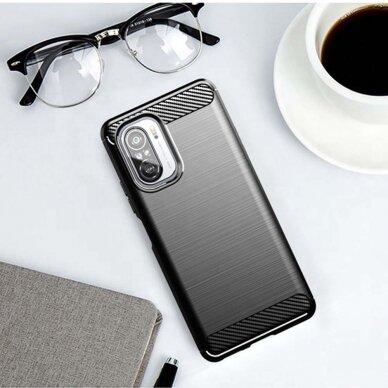 [Užsakomoji prekė] Telefono dėklas Xiaomi Mi 11i / Poco F3 - Techsuit Carbon Silicone - Juodas 3