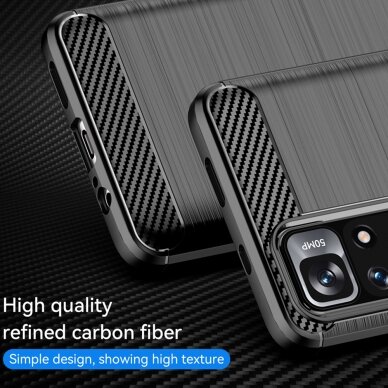[Užsakomoji prekė] Dėklas skirtas Xiaomi Poco M4 Pro 5G - Techsuit Carbon Silicone - Juodas 4