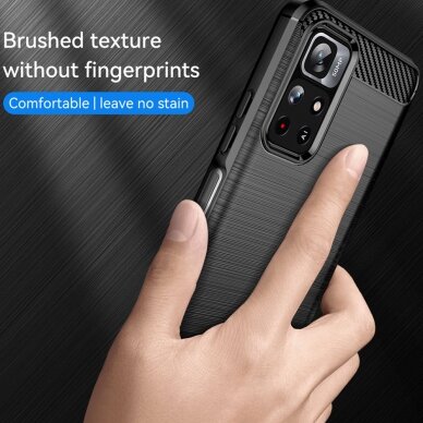 [Užsakomoji prekė] Dėklas skirtas Xiaomi Poco M4 Pro 5G - Techsuit Carbon Silicone - Juodas 5