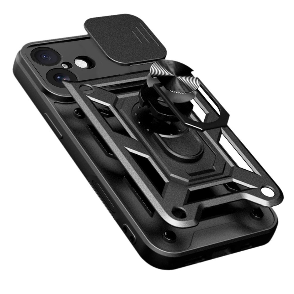 iPhone 17 Hybrid Armor Camshield dėklas su stovu ir kameros dangteliu – juodas 7 iPhone 17 Hybrid Armor Camshield dėklas su stovu ir kameros dangteliu – juodas 7
