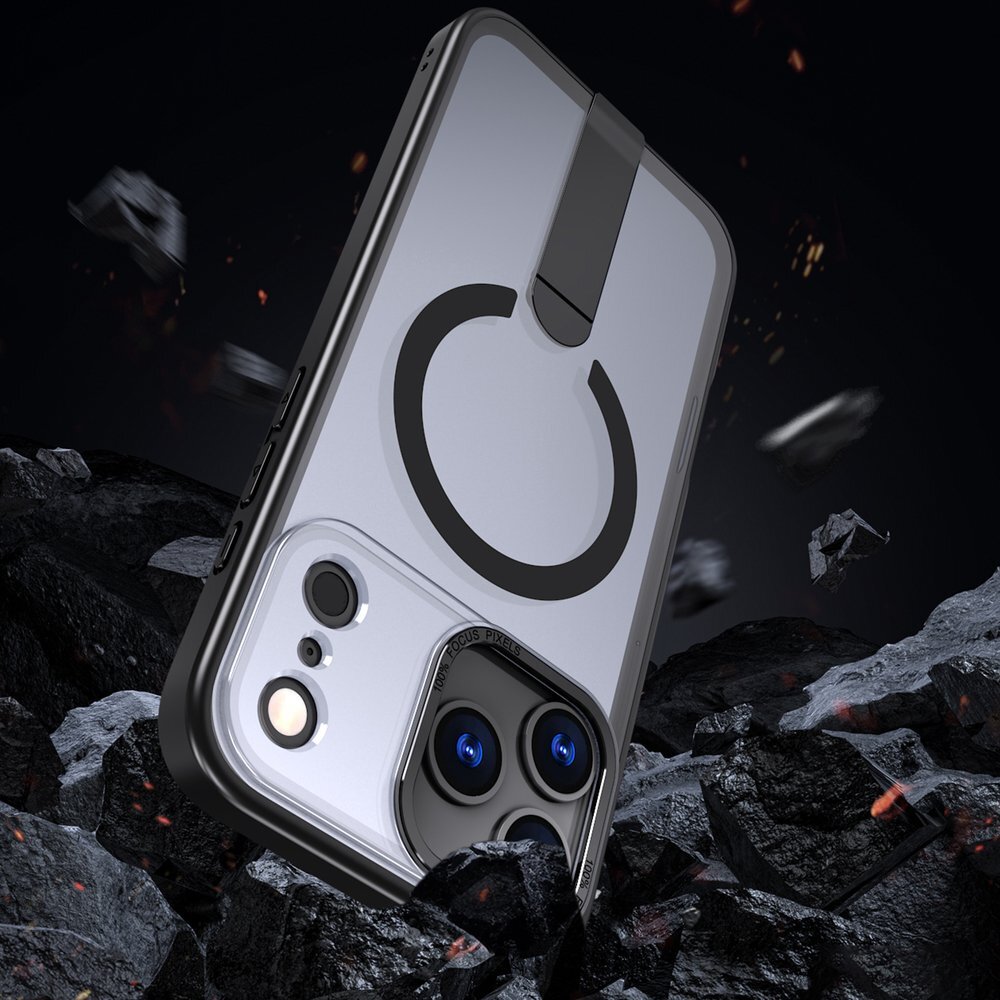iPhone 17 Pro Hybrid Armor X MagSafe dėklas su stovu – juodas 5