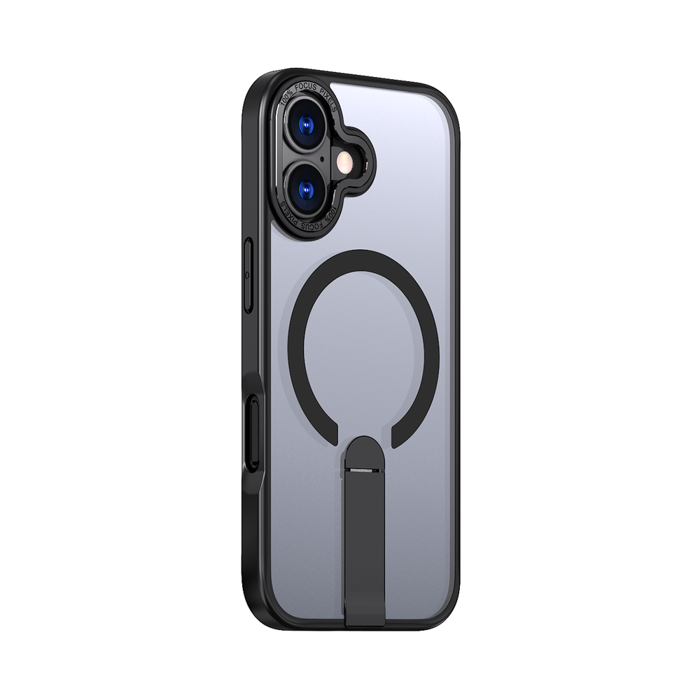 iPhone 17 Hybrid Armor X MagSafe dėklas su stovu – juodas iPhone 17 Hybrid Armor X MagSafe dėklas su stovu – juodas