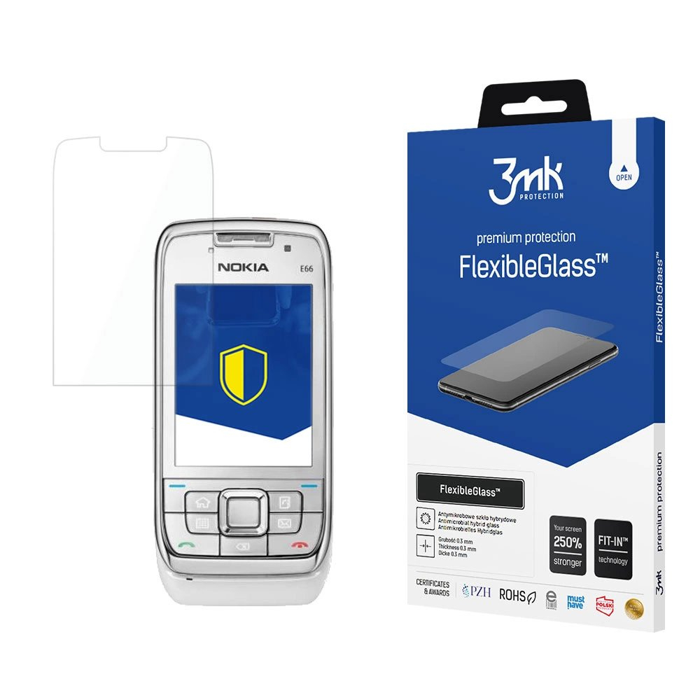Hibridinis stiklas 3mk FlexibleGlass™ Nokia E66 Hibridinis stiklas 3mk FlexibleGlass™ Nokia E66