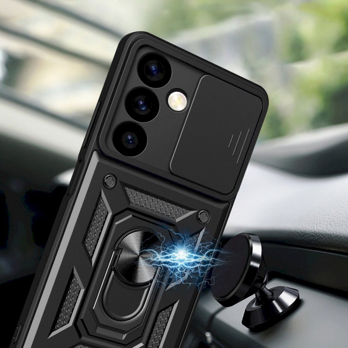 Apsauginis dėklas Hybrid Armor Camshield Samsung Galaxy S24  - Juodas 4 Apsauginis dėklas Hybrid Armor Camshield Samsung Galaxy S24  - Juodas 4