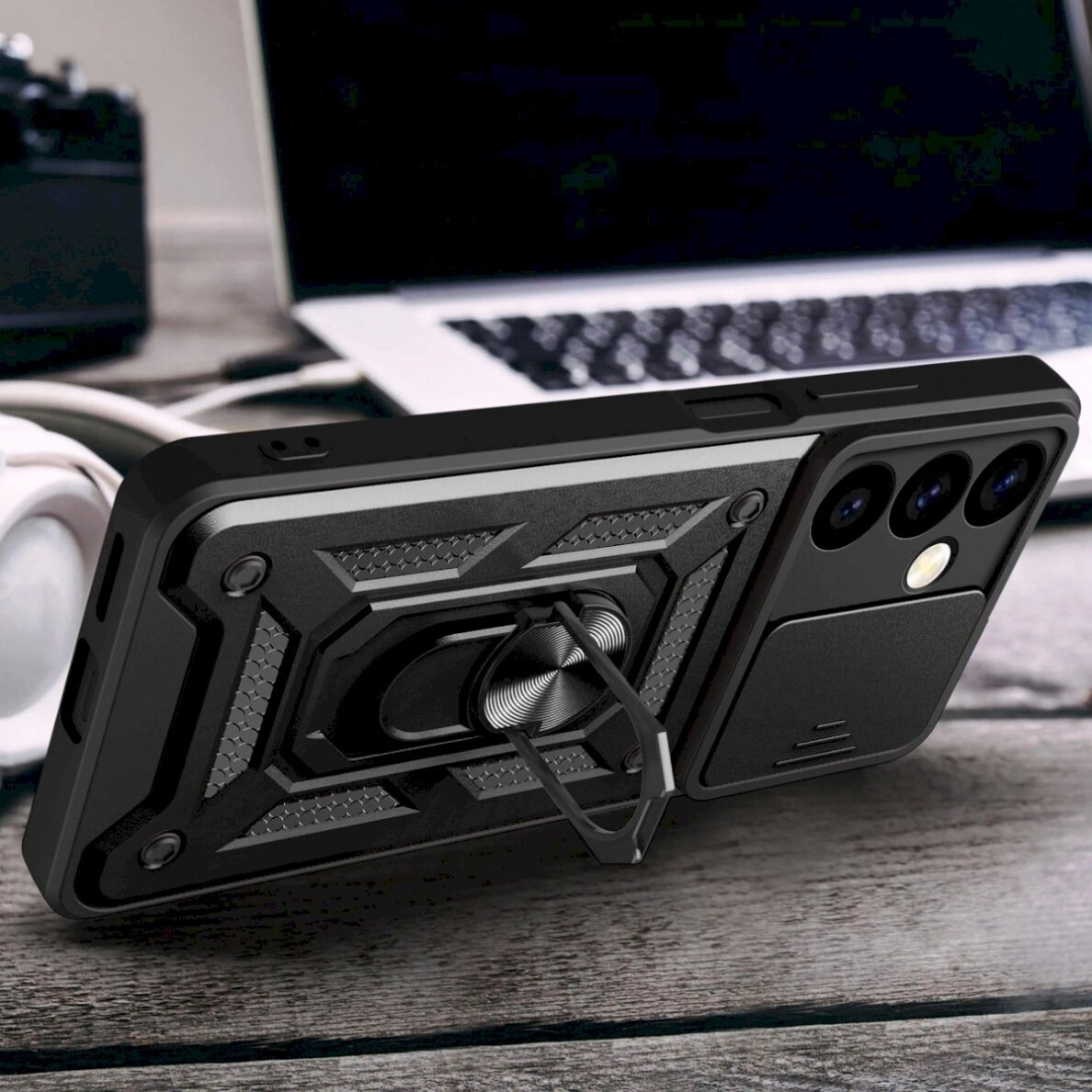 Apsauginis dėklas Hybrid Armor Camshield Samsung Galaxy S24  - Juodas 7 Apsauginis dėklas Hybrid Armor Camshield Samsung Galaxy S24  - Juodas 7
