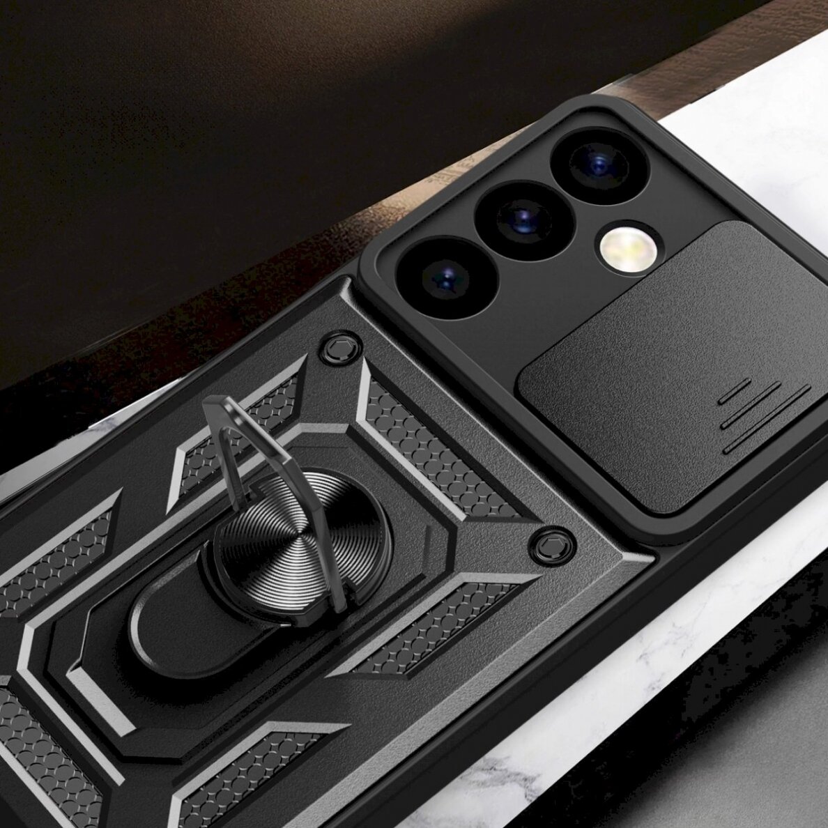 Apsauginis dėklas Hybrid Armor Camshield Samsung Galaxy S24  - Juodas 8 Apsauginis dėklas Hybrid Armor Camshield Samsung Galaxy S24  - Juodas 8