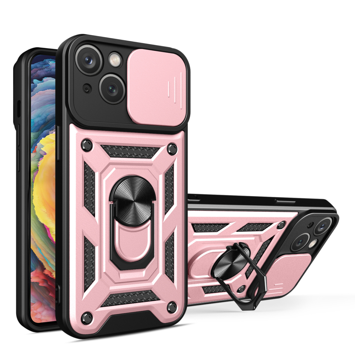 Dėklas Hybrid Armor Camshield iPhone 15 Plus - Rožinis Dėklas Hybrid Armor Camshield iPhone 15 Plus - Rožinis