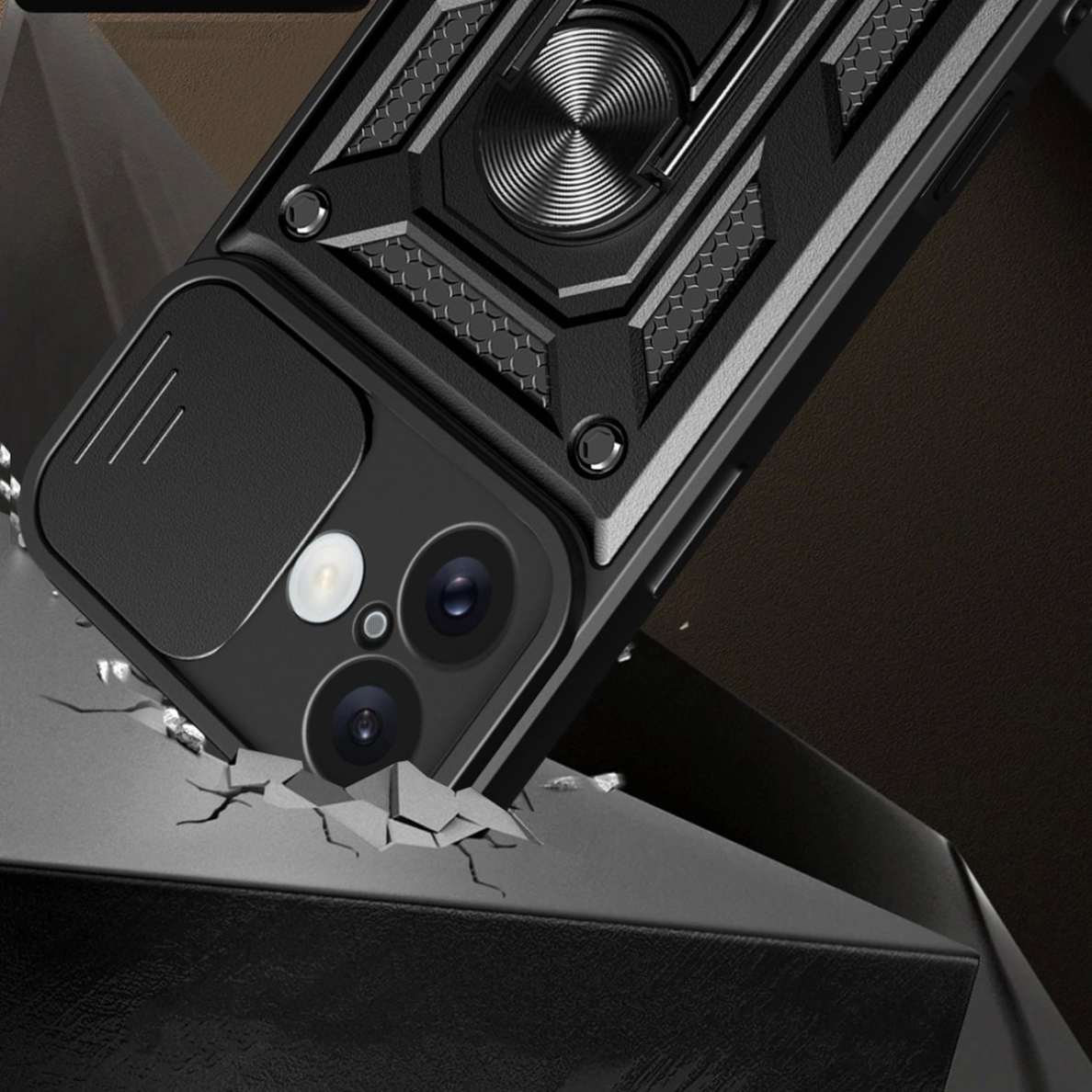 Dėklas Hybrid Armor Camshield iPhone 16 - Juodas 1 Dėklas Hybrid Armor Camshield iPhone 16 - Juodas 1