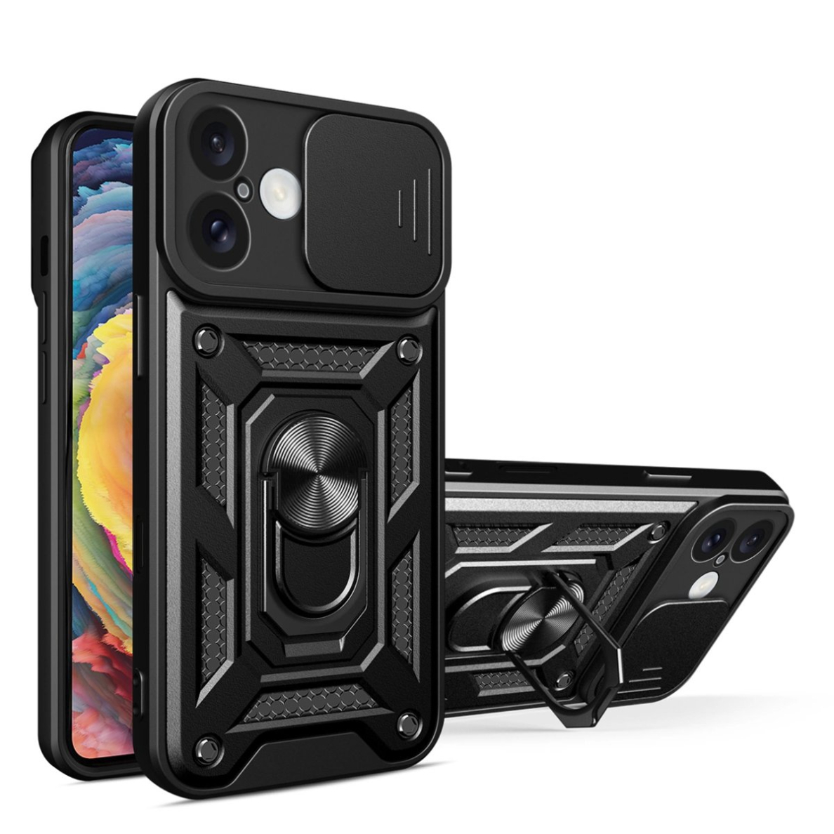 Dėklas Hybrid Armor Camshield iPhone 16 Plus - Juodas Dėklas Hybrid Armor Camshield iPhone 16 Plus - Juodas