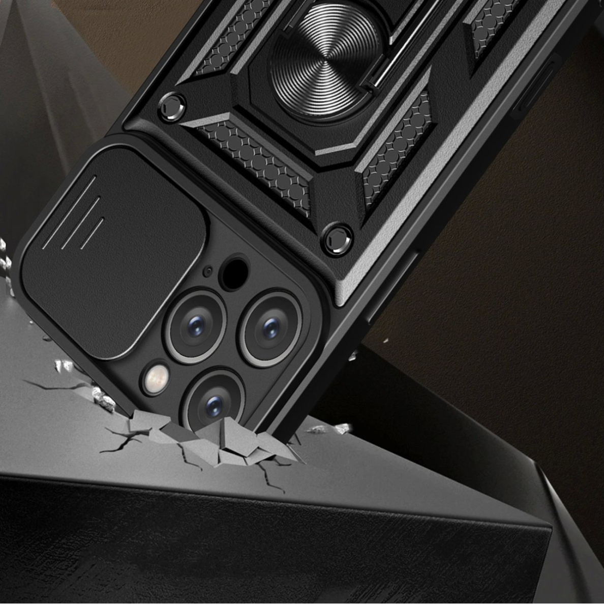 Dėklas Hybrid Armor Camshield iPhone 16 Pro Max  - Juodas 1