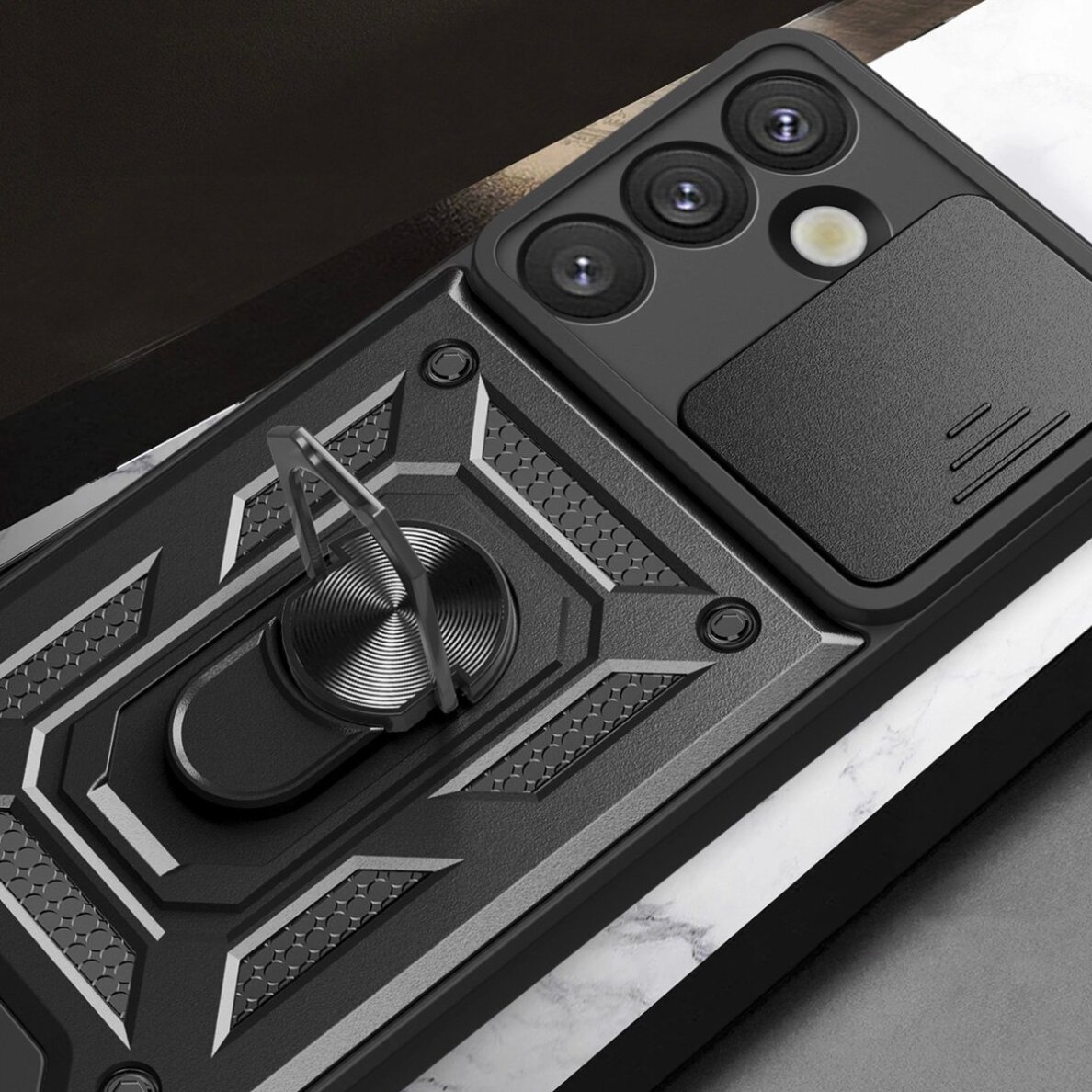 Akcija! Dėklas Hybrid Armor Camshield Ring Samsung Galaxy S25 - Juodas  6 Akcija! Dėklas Hybrid Armor Camshield Ring Samsung Galaxy S25 - Juodas  6