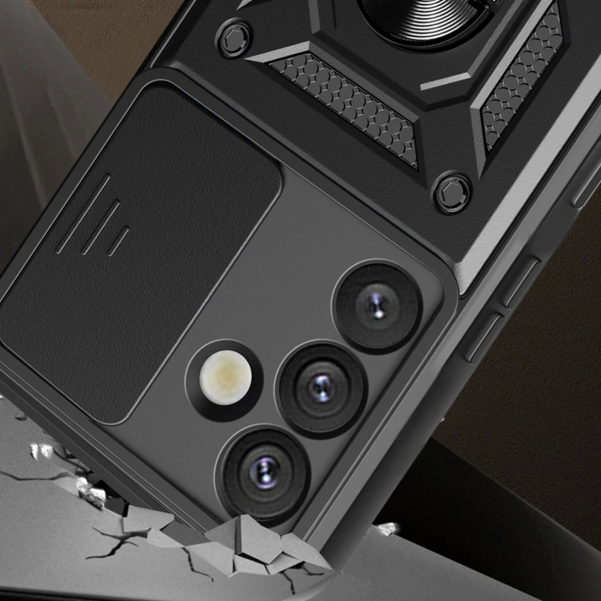 Dėklas Hybrid Armor Camshield Ring Samsung Galaxy S25+ - Juodas 1 Dėklas Hybrid Armor Camshield Ring Samsung Galaxy S25+ - Juodas 1