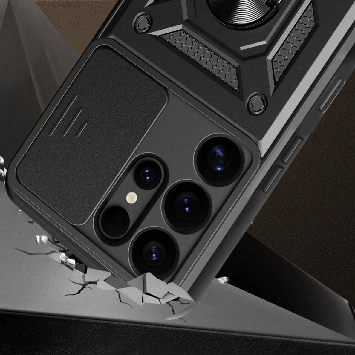 Akcija! Dėklas Hybrid Armor Camshield Ring Samsung Galaxy S25 Ultra - Juodas 2 Akcija! Dėklas Hybrid Armor Camshield Ring Samsung Galaxy S25 Ultra - Juodas 2