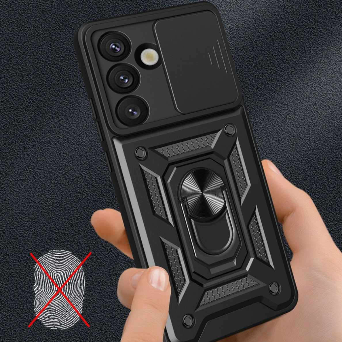 Nothing Phone (3a) 5G Hybrid Armor Camshield dėklas su stovu ir kameros dangteliu - juodas 3 Nothing Phone (3a) 5G Hybrid Armor Camshield dėklas su stovu ir kameros dangteliu - juodas 3