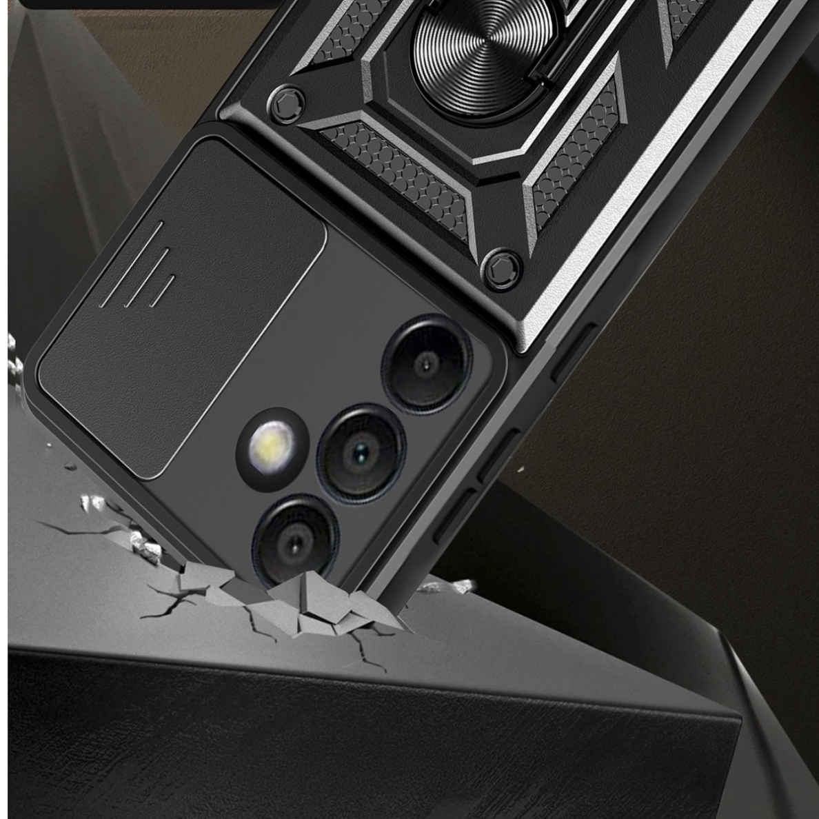 Hybrid Armor Camshield dėklas su pastatymo funkcija ir kameros apsauga Samsung Galaxy A36 - juodas 7 Hybrid Armor Camshield dėklas su pastatymo funkcija ir kameros apsauga Samsung Galaxy A36 - juodas 7