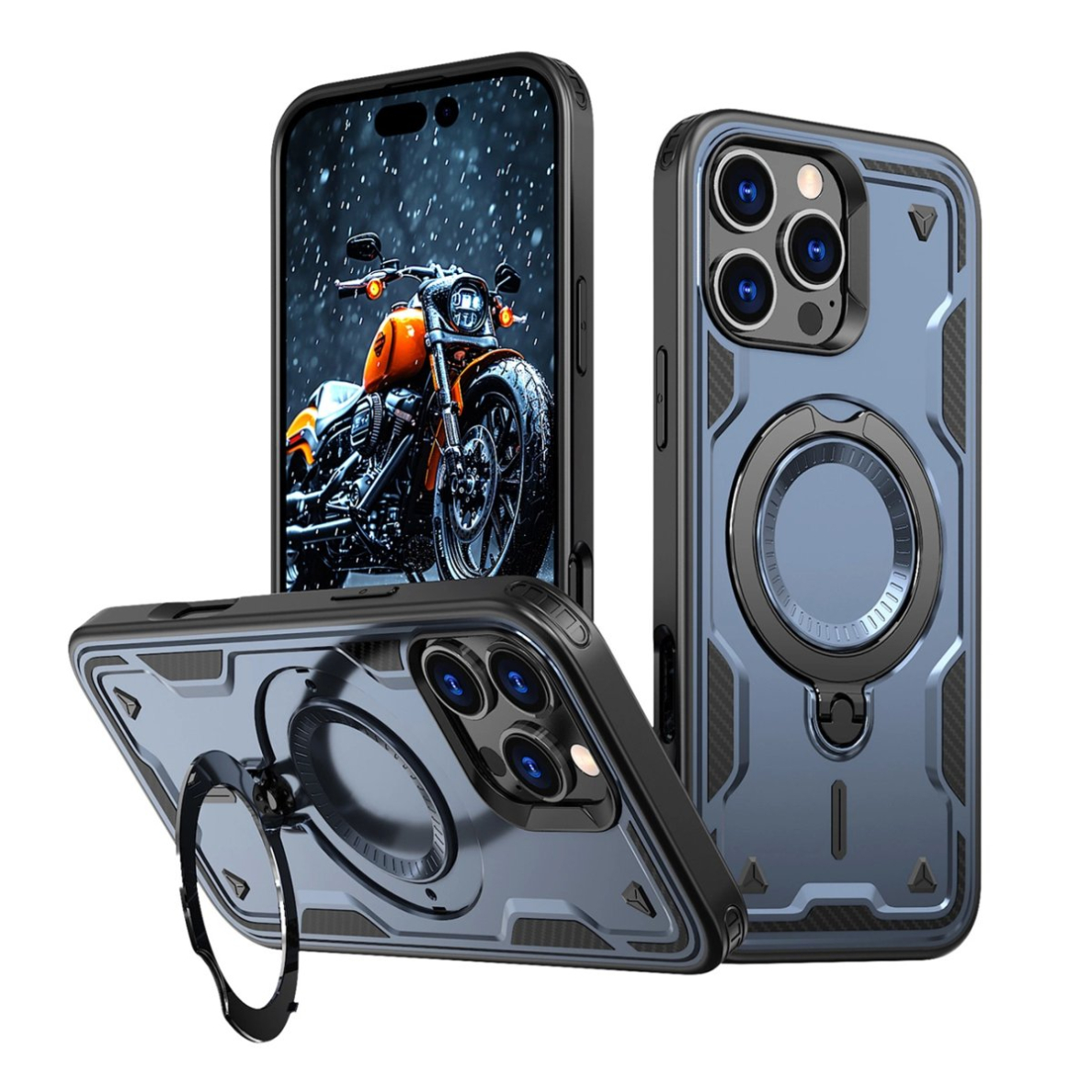 Dėklas Hybrid Armor MagSafe iPhone 16 Pro Max - Mėlynas Dėklas Hybrid Armor MagSafe iPhone 16 Pro Max - Mėlynas