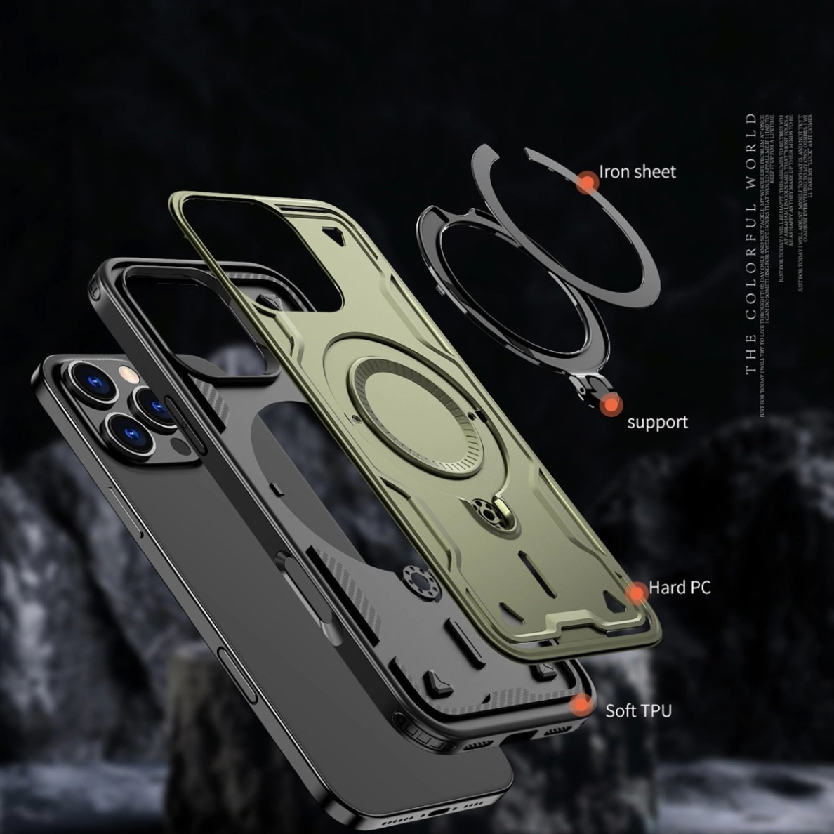 Dėklas Hybrid Armor MagSafe iPhone 16 Pro Max - Žalias 1 Dėklas Hybrid Armor MagSafe iPhone 16 Pro Max - Žalias 1