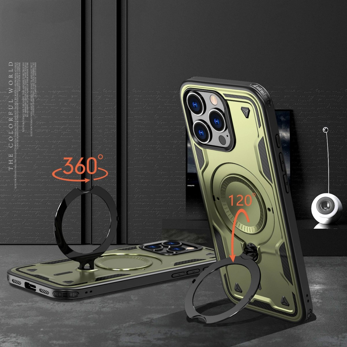 Dėklas Hybrid Armor MagSafe iPhone 16 Pro Max - Žalias 2 Dėklas Hybrid Armor MagSafe iPhone 16 Pro Max - Žalias 2