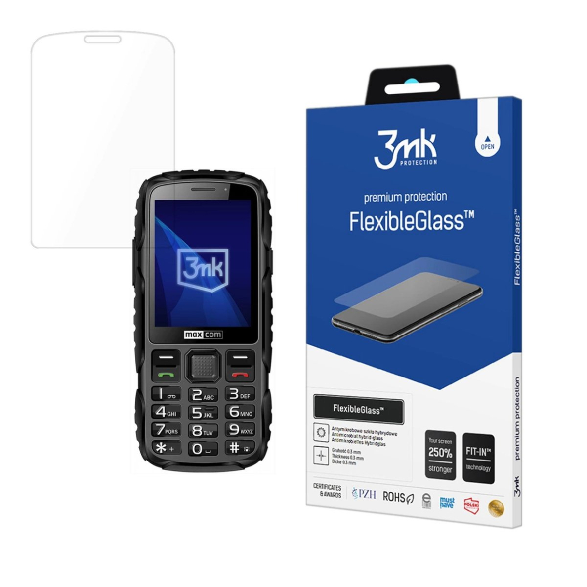 Hibridinis stiklas 3mk FlexibleGlass skirtas Maxcom Strong MM920 Hibridinis stiklas 3mk FlexibleGlass skirtas Maxcom Strong MM920
