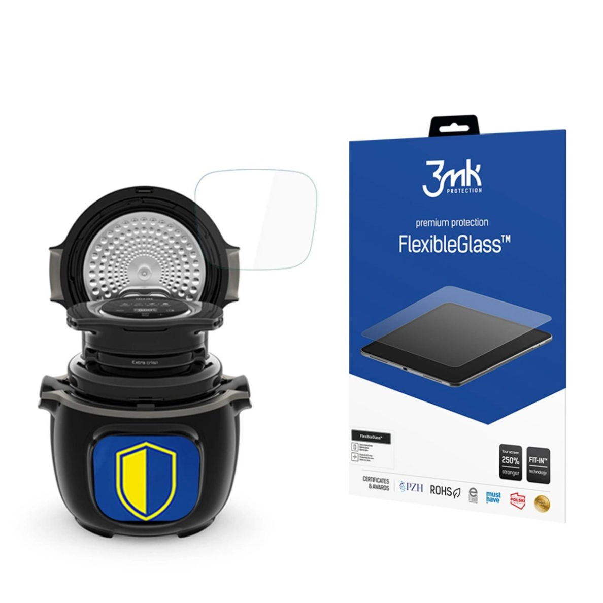 Hibridinis stiklas 3mk FlexibleGlass™ skirtas Tefal Cook4Me Touch CY9128 / Touch Pro CY9431 Hibridinis stiklas 3mk FlexibleGlass™ skirtas Tefal Cook4Me Touch CY9128 / Touch Pro CY9431