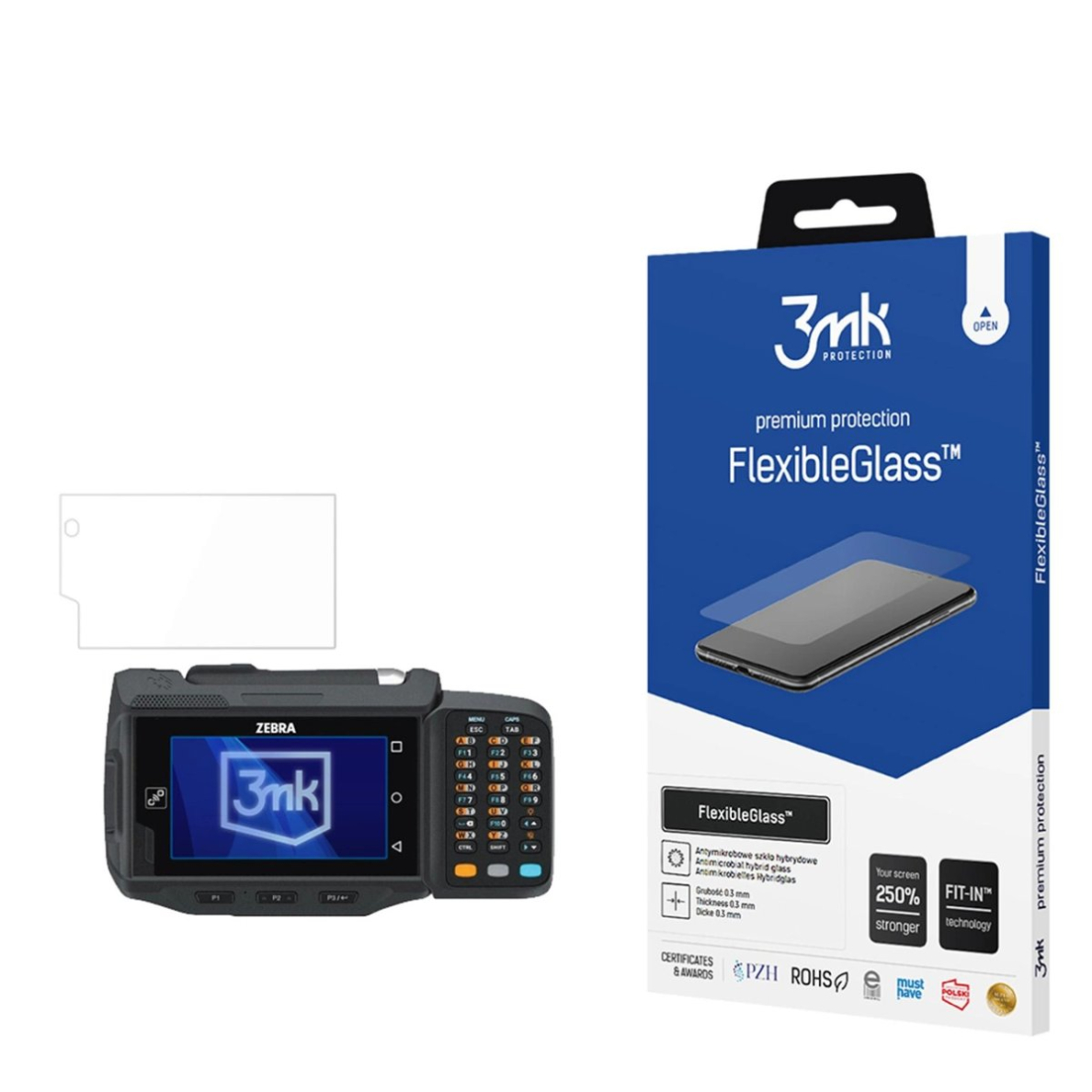 Hibridinis stiklas 3mk FlexibleGlass™ skirtas Zebra WT6000 / WT6300 Hibridinis stiklas 3mk FlexibleGlass™ skirtas Zebra WT6000 / WT6300