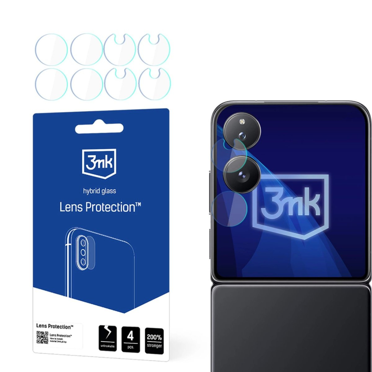 Xiaomi Mix Flip (priekis) 3mk Lens Protection hibridinis kameros stiklas Xiaomi Mix Flip (priekis) 3mk Lens Protection hibridinis kameros stiklas