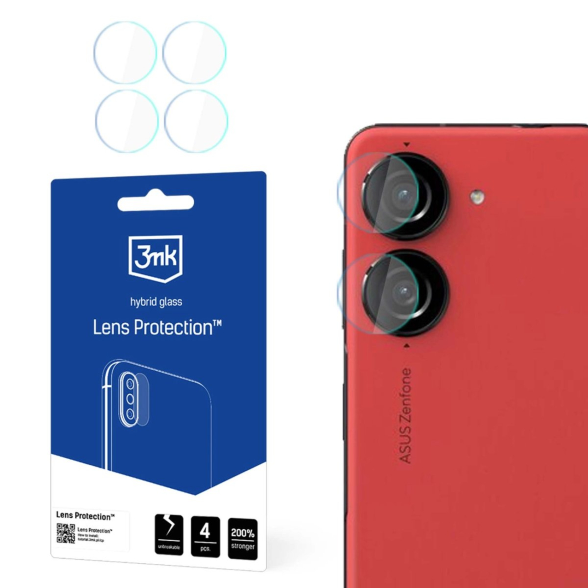 Hibridinis kameros apsauginis stiklas 3mk Lens Protection Asus Zenfone 10
