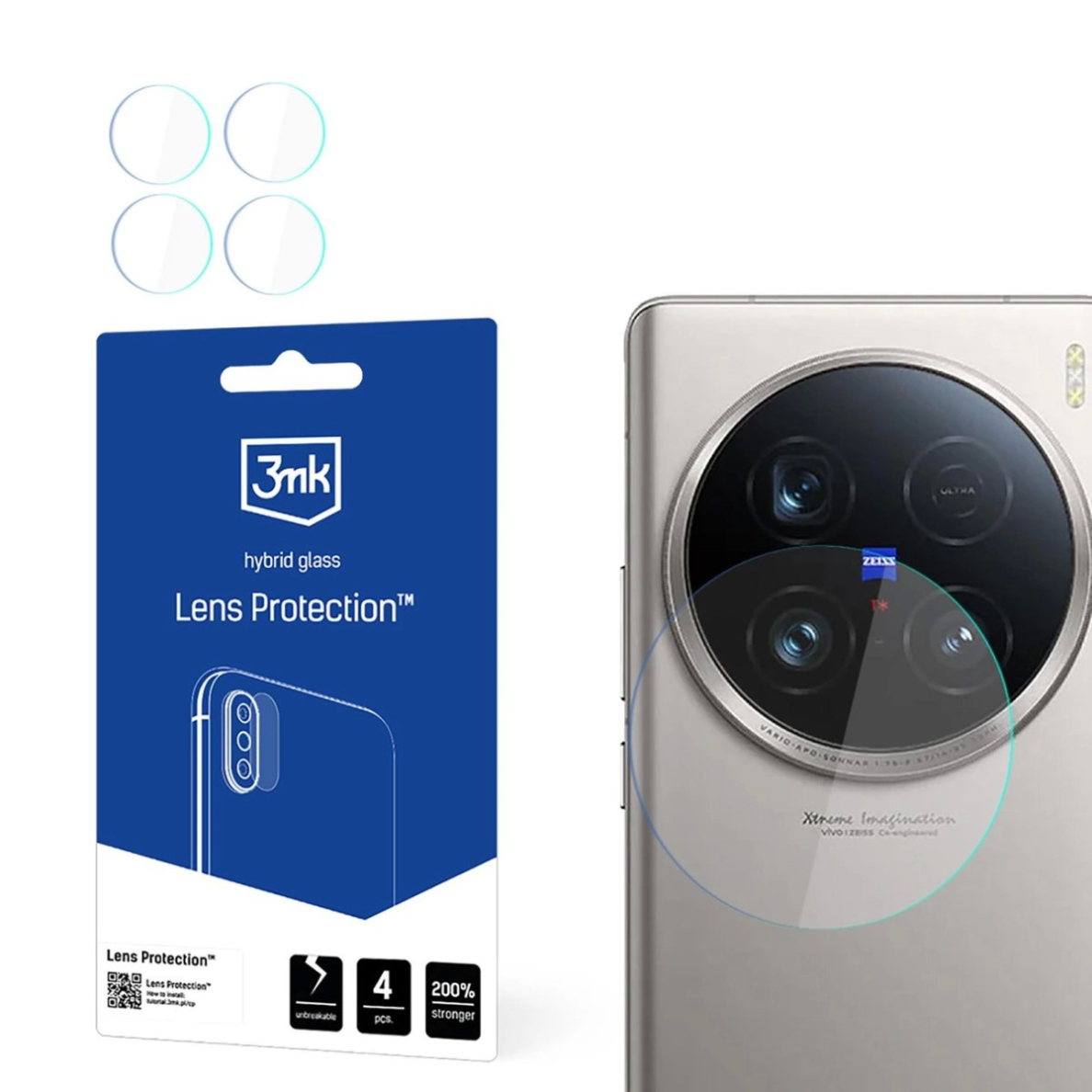 Vivo X100 Ultra 3mk Lens Protection hibridinis kameros stiklas