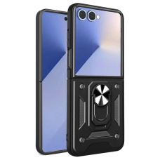 Samsung Galaxy Z Fold 7 Hybrid Armor Camshield Armored dėklas su stovu ir kameros dangteliu - juodas