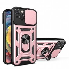Dėklas Hybrid Armor Camshield iPhone 15 Plus - Rožinis