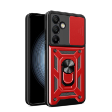 Hybrid Armor Camshield dėklas su pastatymo funkcija ir kameros apsauga Samsung Galaxy A36 - raudonas