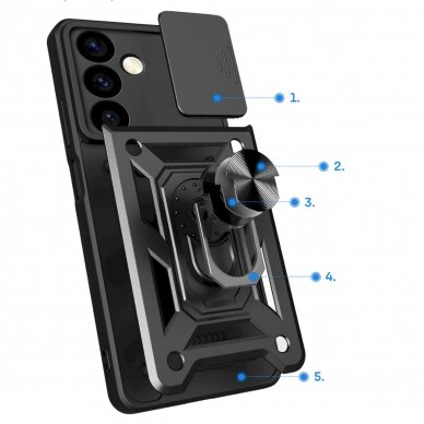 Apsauginis dėklas Hybrid Armor Camshield Samsung Galaxy S24  - Juodas 2 Apsauginis dėklas Hybrid Armor Camshield Samsung Galaxy S24  - Juodas 2