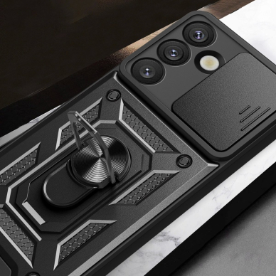 Google Pixel 9A Hybrid Armor Camshield Armored dėklas su stovu ir kameros dangteliu - juodas 5