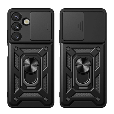Google Pixel 9 Pro XL 5G / 10 Pro XL 5G Hybrid Armor Camshield dėklas su stovu ir kameros dangteliu - juodas 7